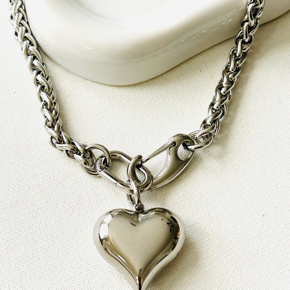 Silver Heart Pendant Necklace stainless steel